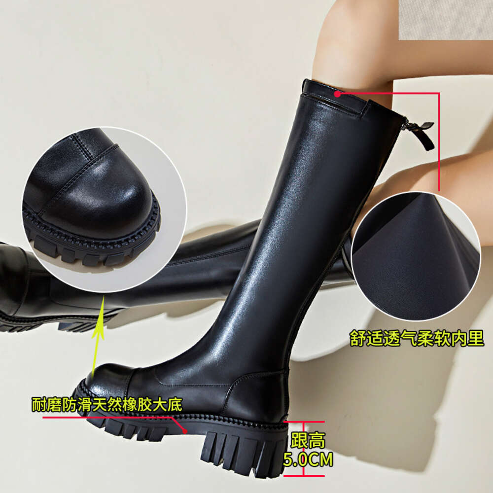 Ddmysports Genuine Women In The Fall Of New Martin Soft Leather Long Thick Heeled Knight Boots High For Children OUTDOOR