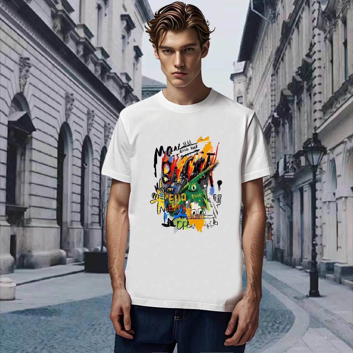 Men T Shirts 230g 100% Cotton cartoon Casual Daily Wear Round Neck Short Sleeve White Plus Size Men Clothes T-Shirt Free Shipping Unisex Top Tees