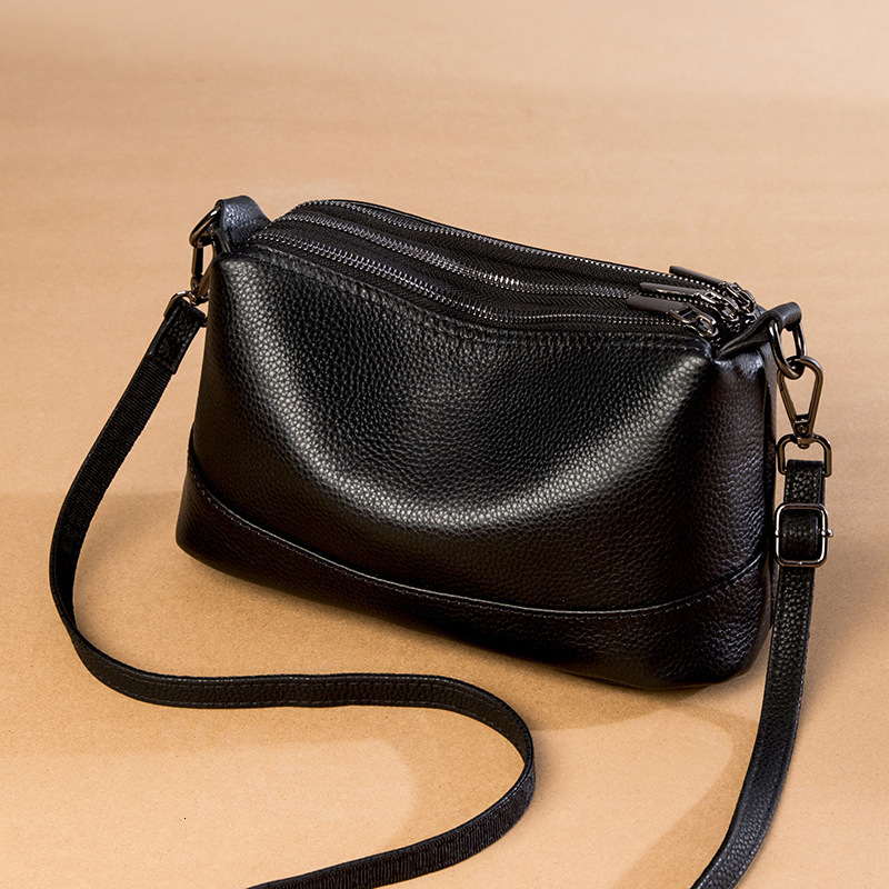 Head layer cowhide soft multi-layer zippered women's light luxury, simple single shoulder crossbody bag, genuine leather, large capacity pillow