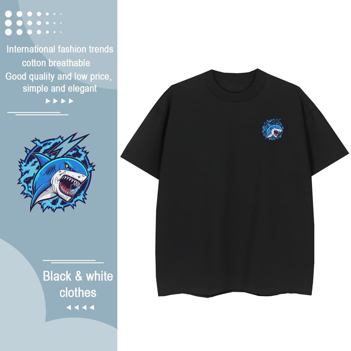2024 Designer Tshirt for Man Woman Shark Daily Wear 230g Pure Cotton Tops Shirt Crew Neck Free Shipping T Shirts Men Custom Print Oversized