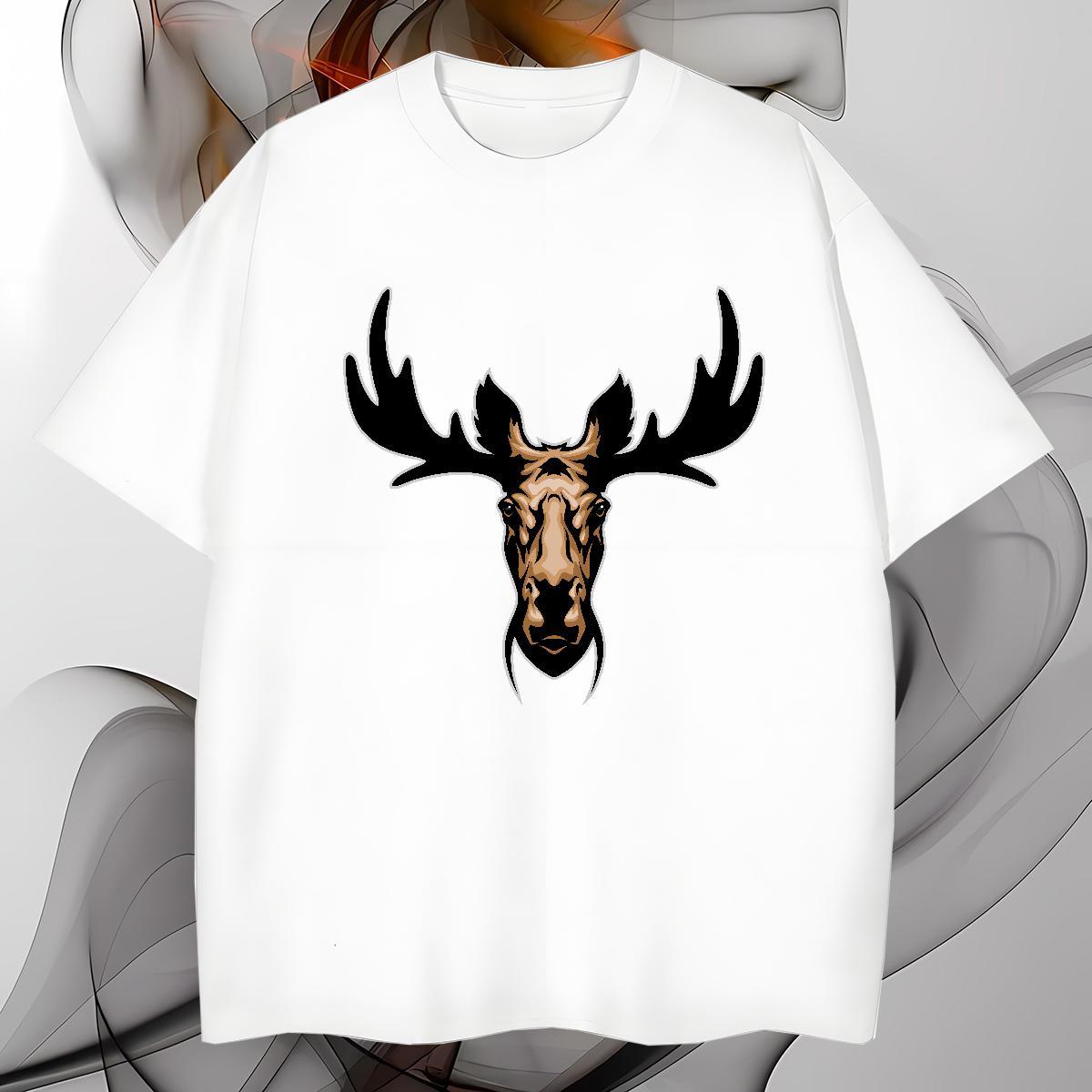 Factory Direct Men Tops Tees deer Casual Beach 230g 100% Cotton Clothings Crew Neck Unisex Man T Shirts Custom Cartoon