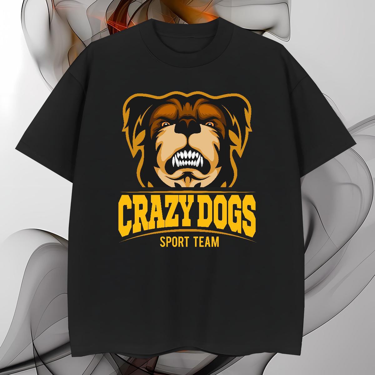 Brand Men T Shirts crazy dog Breathable Crew Neck Street wear Hip Hop Oversized 4XL 230g Pure Cotton Men Tshirts Wholesale Tees Shirts