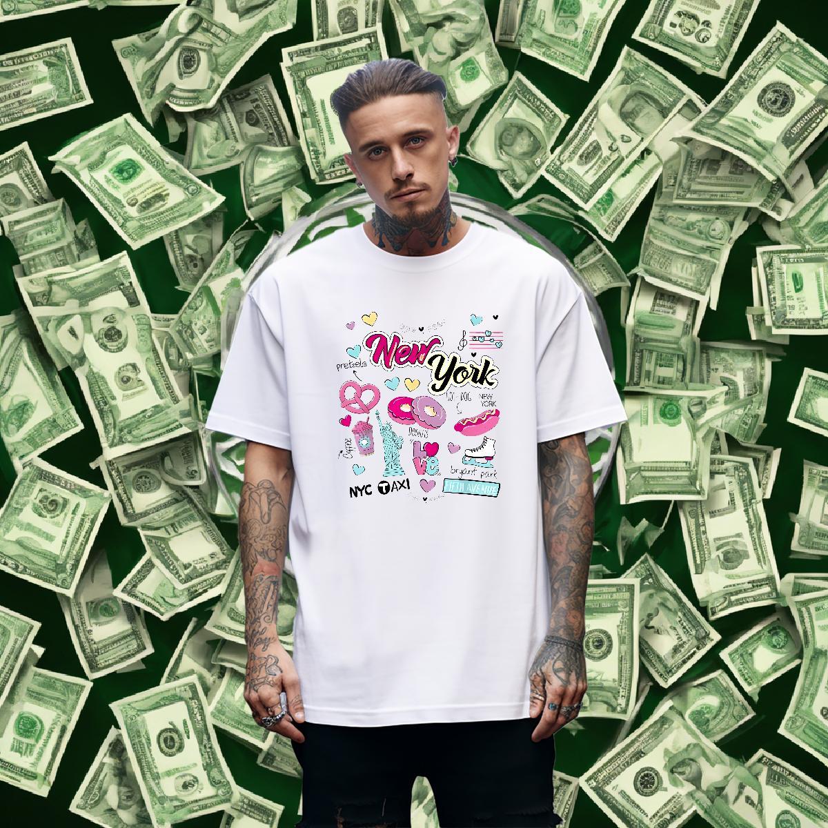 Classic Men Clothes T-Shirt Outdoor 230g Cotton Custom Printing Pure Cotton New York T Shirts Men Designer Fashion Top Tees