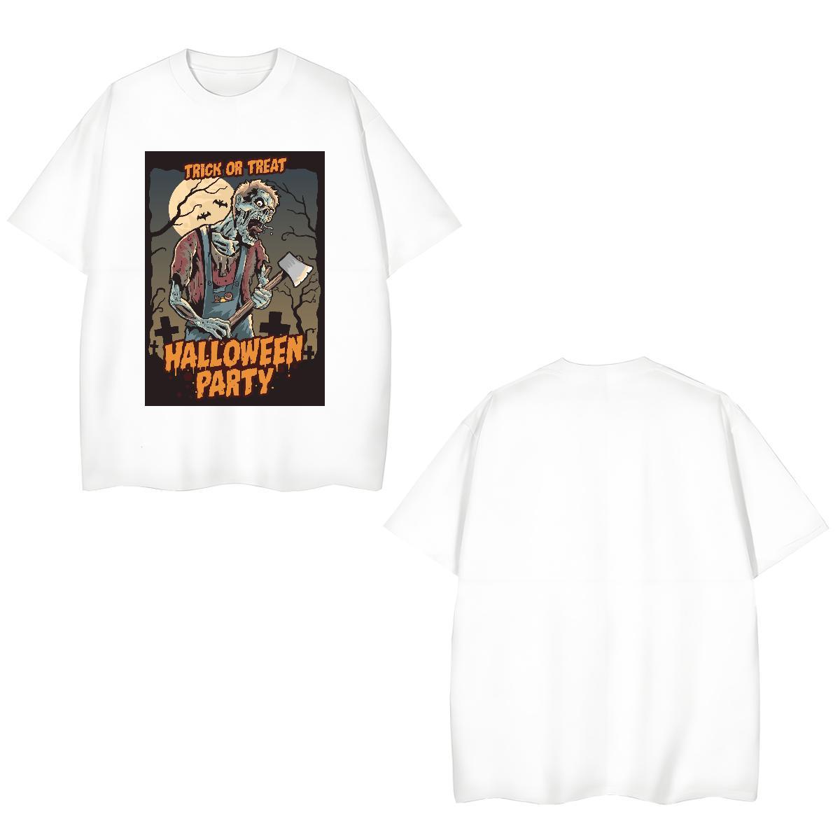 Free Shipping T shirt skull Breathable Soft Sports Casual Cartoon Print 230g 100% Cotton Tshirts 2024 DIY Tops Tees