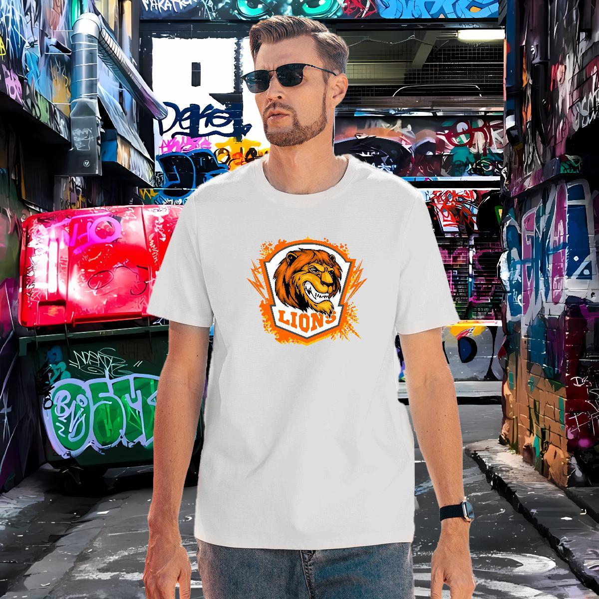 Brand T Shirts Men lion Crew Neck Breathable Street Plus Size Cartoon 230g Cotton Men Clothes T-Shirt Stylist Tshirts