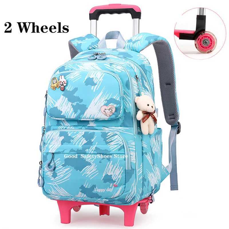 School Trolley Bag For Girls Kids School Bookbags Rolling Wheeled School Backpack Removable Children School Bags For Girls Y240820