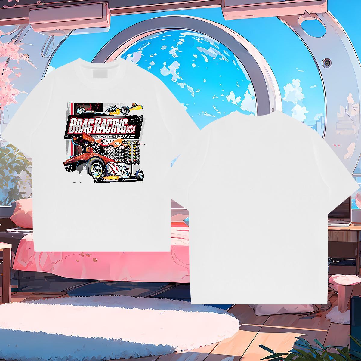 High Quality car 230g 100% Cotton Couples T Shirts Street Casual Breathable Short Sleeve Man T Shirts Fashion Design DIY Clothings