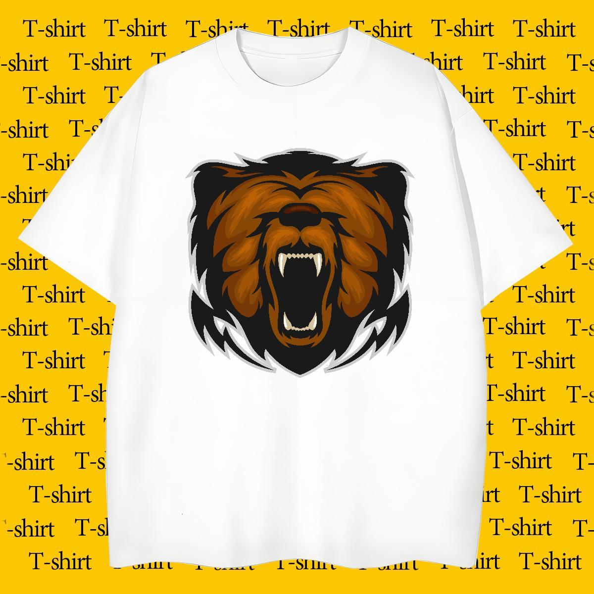 Designer T shirt lion Breathable Short Sleeve Sports Casual DIY 230g Pure Cotton Men Tops Tees Customized Tees Shirts