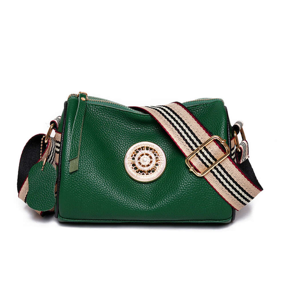 Genuine Leather Women's 2022 Korean Version New Simple One Crossbody Top Layer Cowhide Wide Shoulder Strap Network Red Tide Bag Live Broadcast