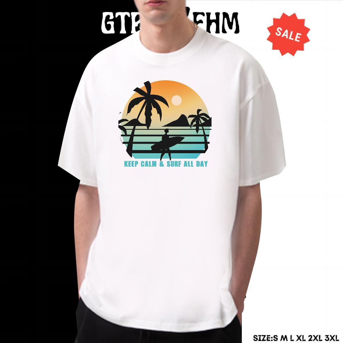 Comfortable Tshirts Spring Summer 230g Cotton Oversized 4XL Round Neck Short Sleeve sea Men T Shirts 2024 New Polos