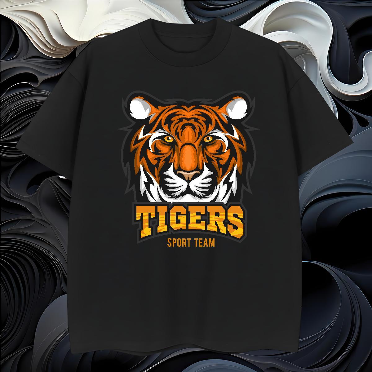 Unisex Man T Shirts tiger Breathable Short Sleeve Street wear Hip Hop Custom Cartoon 230g 100% Cotton Men Tshirts 2024 Summer Tops