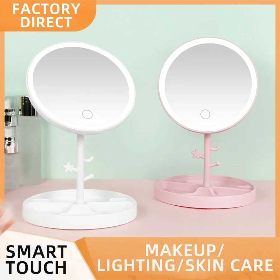 LED Makeup Mirror with Lamp Tabletype Internet Celebrity Filling Light Mirror Ins Style Dormitory Desktop Portable Vanity Mirror Y240819