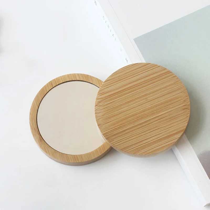 10Pcs Makeup Mirror Mini Pocket Travel Small Cosmetics Hand Wood Wooden Compact Mirrors Y240819