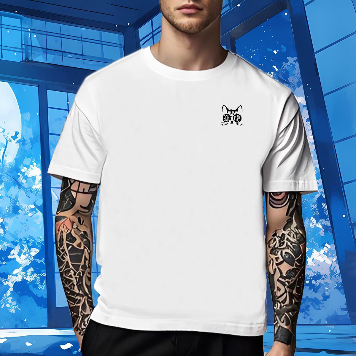 Stylist Men Tees cat Casual 230g Cotton Wear Breathable Crew Neck Cool T Shirt For Man Custom Printed