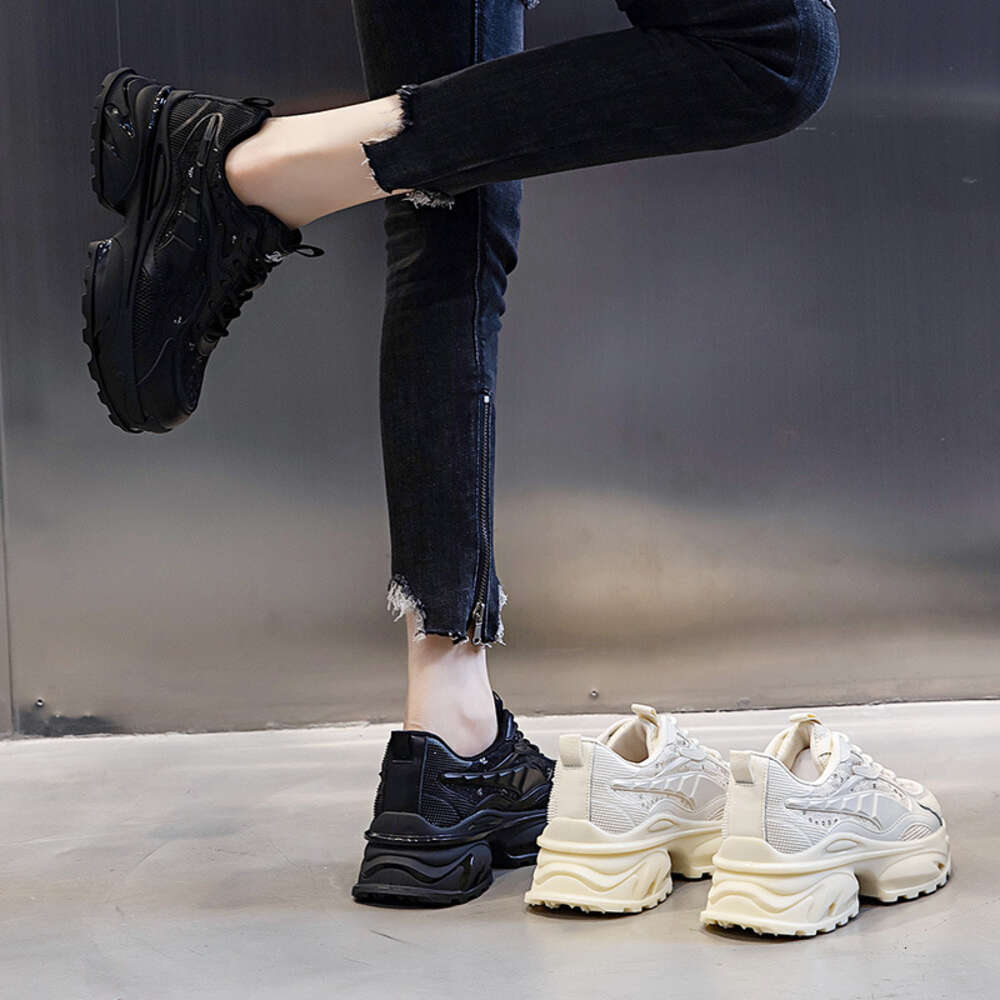 Ddmysports Absorbing Film Sole Dad Autumn New Genuine Leather Running Black Sports Shoes Women S Trend OUTDOOR