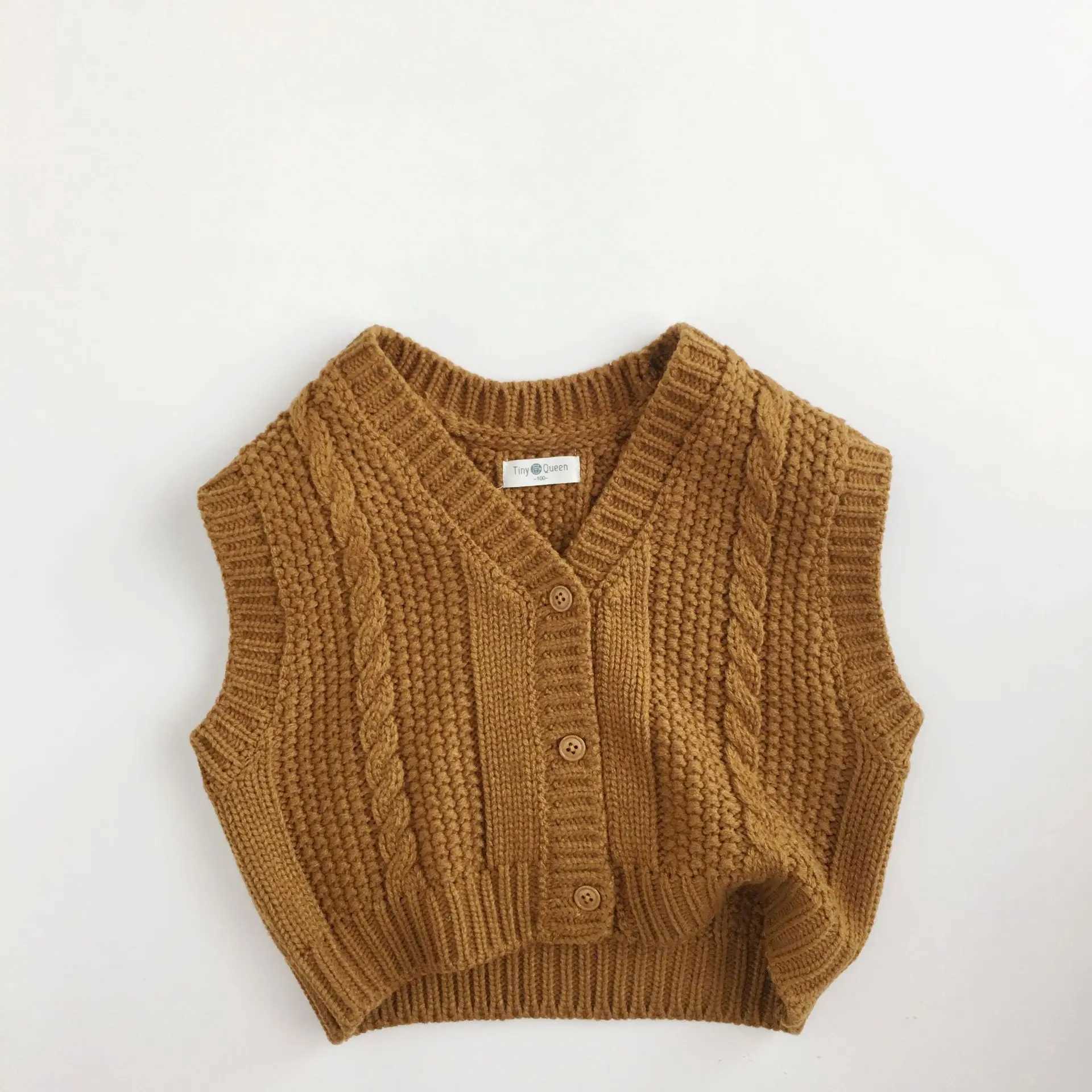 Autumn Winter Kids Sleeveless Sweater Kids Sweater Printing Knitted Cardigan Vest For Boys Girls School UniformXJ240819
