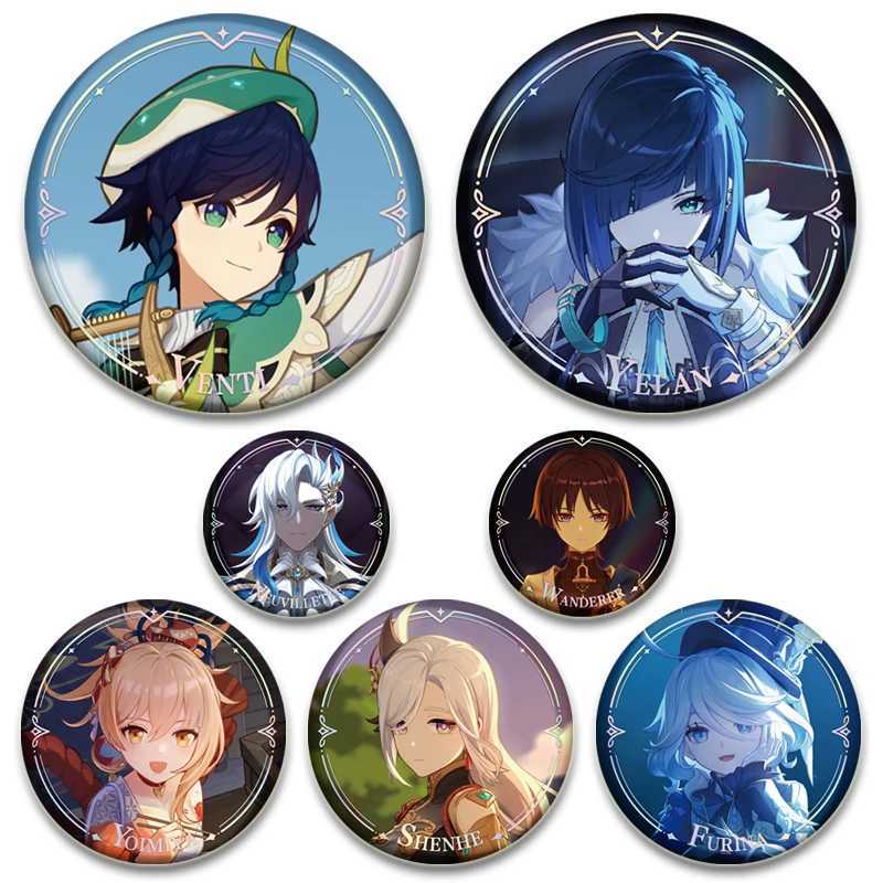 Geshin Impact HD Printed Chest Handmade Anime Badge Round Cartoon Character Brooch Backpack Clothing Gift Accessories W240815