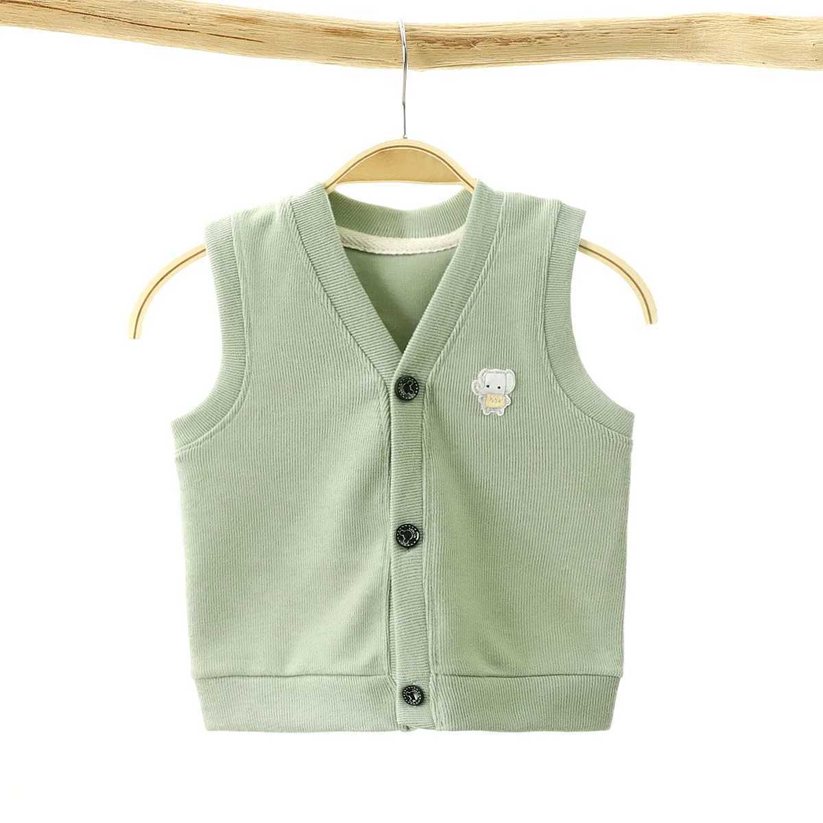 Baby Girls Cotton Solid Color Cardigan Loose Soft Fashion Cartoon Outerwear 1 2 3 4 years Kids Trendy Cute Vest Knitted SweaterXJ240819