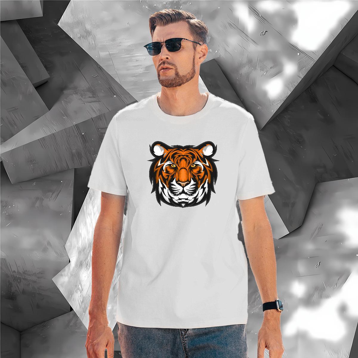 Loose T-Shirts tiger Breathable Short Sleeve High Street Hip Hop Custom Big Size 230g Pure Cotton Men Tees New Clothings