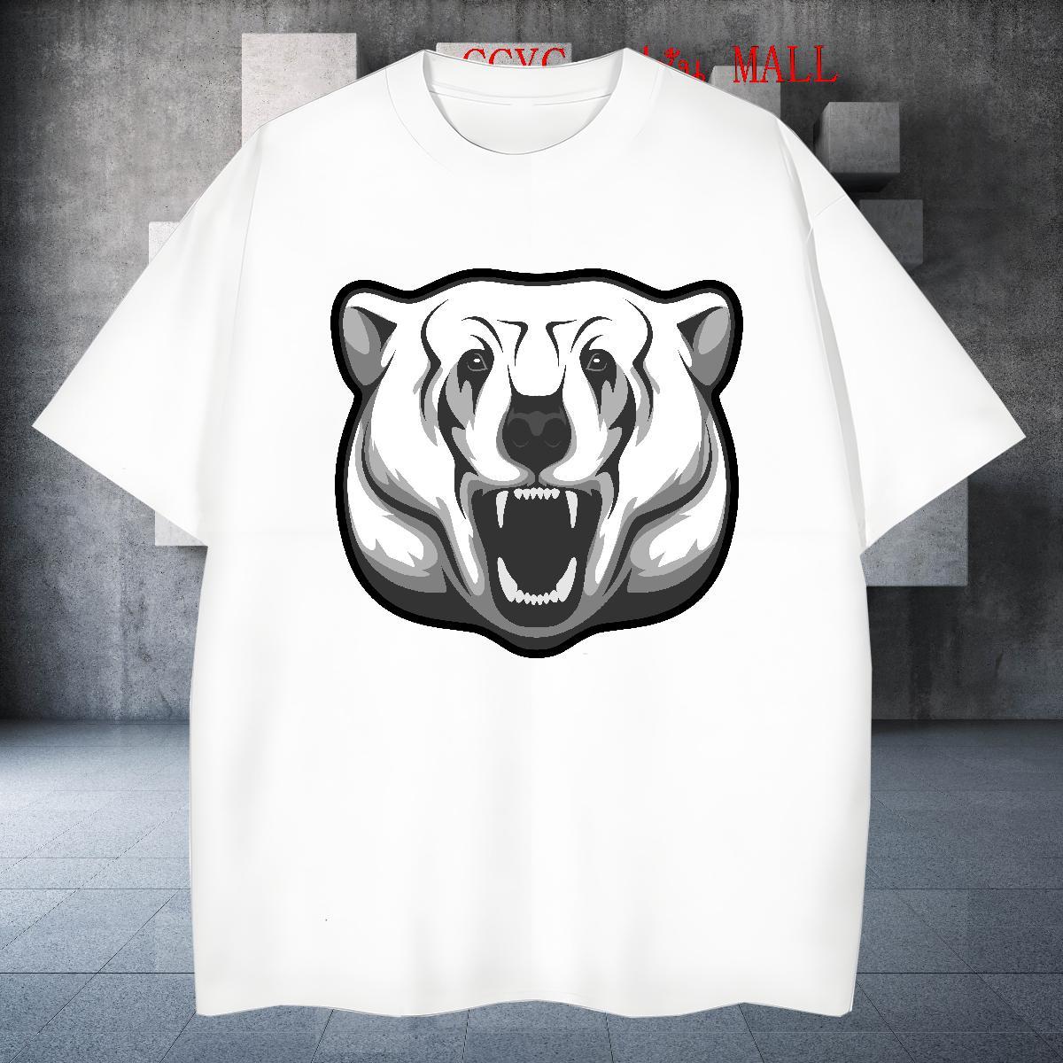 Classic T-Shirts for Men bear O Neck Short Sleeves Casual Beach Customized 230g 100% Cotton Tshirts Fashion New Tops Shirt