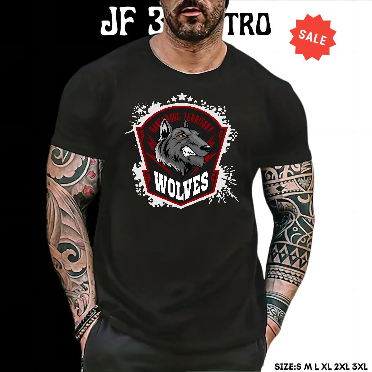 Designer T Shirts Men wolf Pure Cotton Street Wear Asian Size 230g 100% Cotton Tshirt for Man Woman DIY Top Tees
