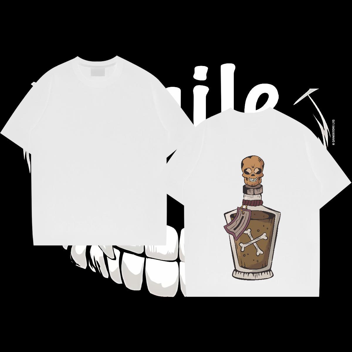 Designer Men Tshirts bottle Sport 230g 100% Cotton Polos Breathable Crew Neck Popular T Shirt For Man Black White