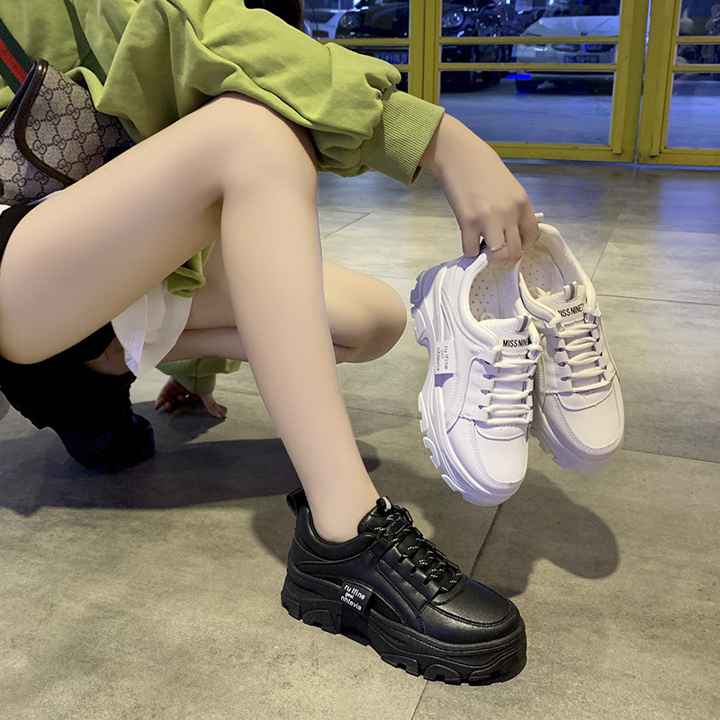 Ddmysports Spring New Korean Edition Dad Student Internet Popular Sports Female Leisure Thick Sole Elevated Shoes A OUTDOOR