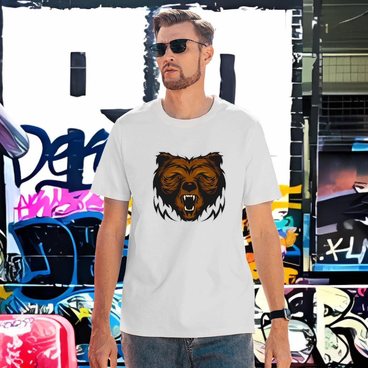 Popular Man T Shirts bear Breathable Soft Casual Custom Print Oversized 230g 100% Cotton Tshirts Wholesale Tops Shirt