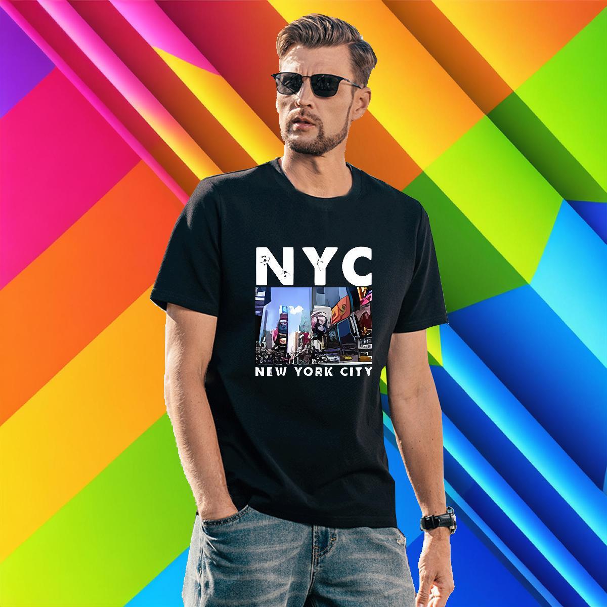Popular New York 230g 100% Cotton Men Tops Tees Hip Hop Street Breathable Crew Neck Men T Shirts Fashion Designer Oversized 4XL Polos