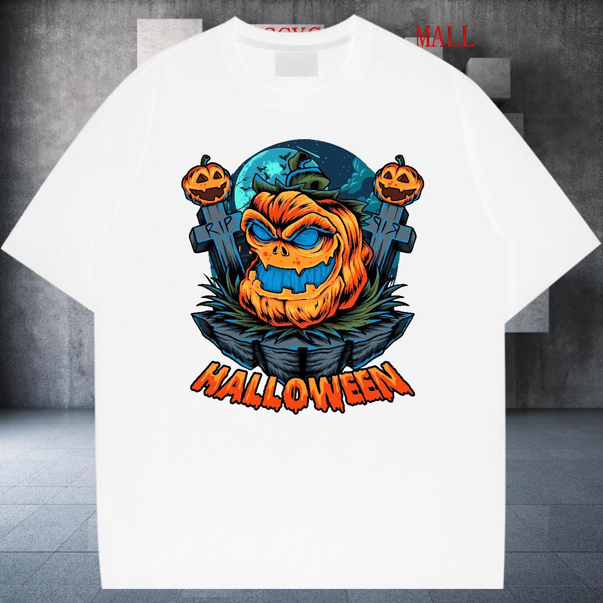 Fashion Design halloween Tshirt for Man Woman 230g Cotton T-Shirts for Men Oversized 4XL High Street Hip Hop O Neck Short Sleeves Loose Tops Shirt