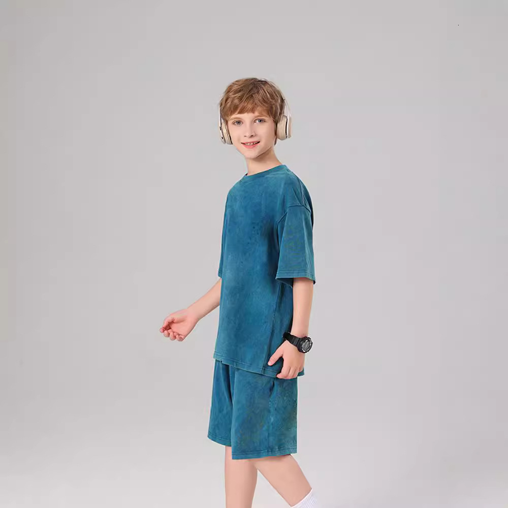 Trendy 270G short sleeved summer new item, mid size T-shirt shorts, pure cotton loose fitting children's clothing F40-08.20