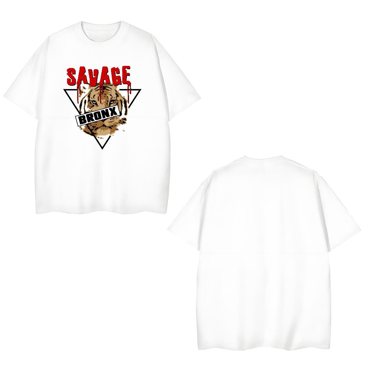High Quality T shirt tiger Breathable Soft Daily Outfit Cartoon Printing L-4XL 230g Pure Cotton Men Tees Customized Clothes