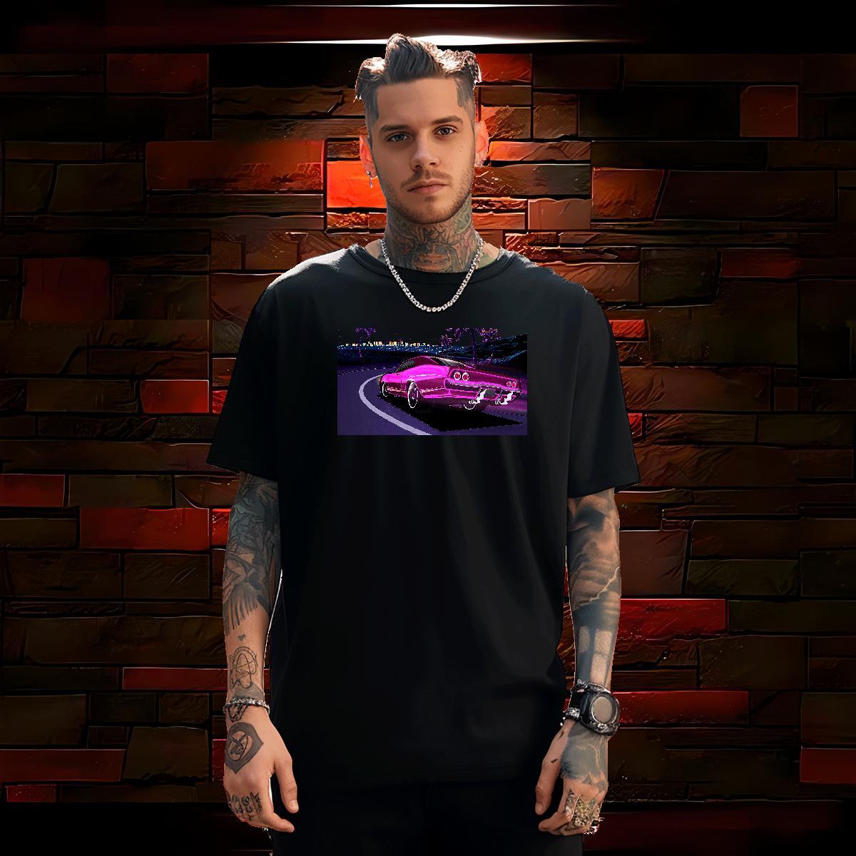 Cool car 230g Pure Cotton Mens Tshirts Hip Hop Breathable Short Sleeve Mens T Shirts Classic DIY Printed Tee Shirt