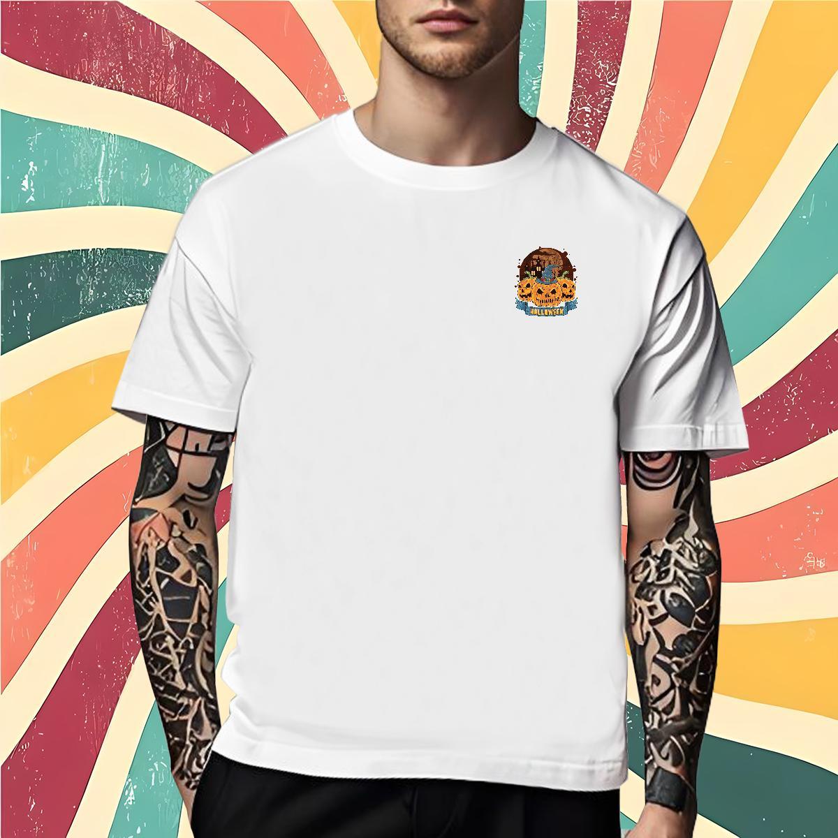Custom Men Clothes T-Shirt pumpkin Sports Casual 100% Cotton 230g Polos O-Neck Short Sleeve High Quality Men T Shirts Floral Print