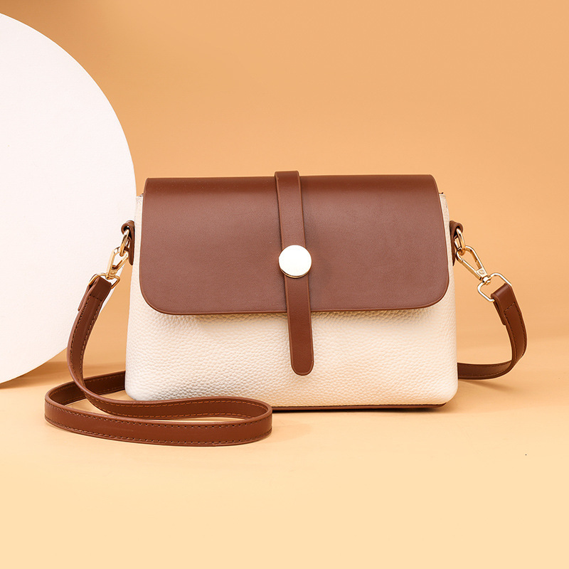 Genuine Leather for Women's Autumn New Fashion One Shoulder Crossbody Top Layer Cowhide Small Square Bag