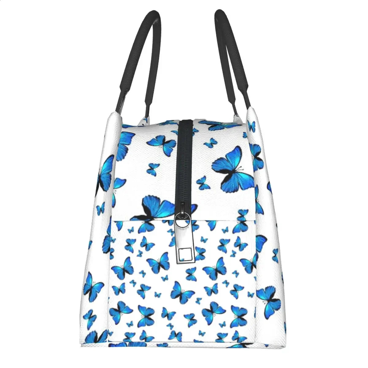 Blue Butterflies Print Lunch Bags Insulated Bento Box Portable Lunch Tote Picnic Bags Cooler Thermal Bag for Woman School 240819