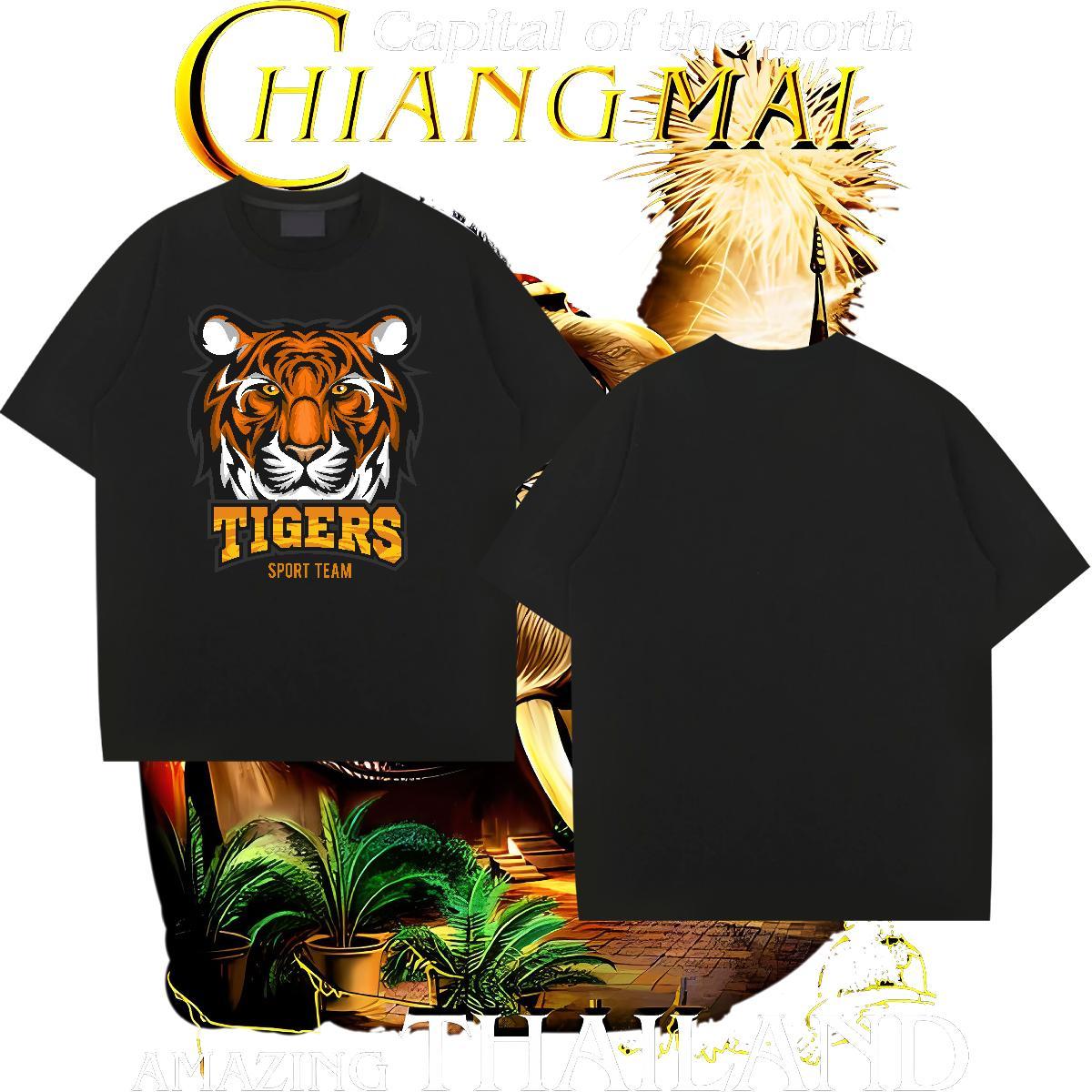 Popular Mens T Shirts tiger Crew Neck Breathable Home Outdoor Custom Anime 230g 100% Cotton Men Tops Tees Fashion Design Clothings