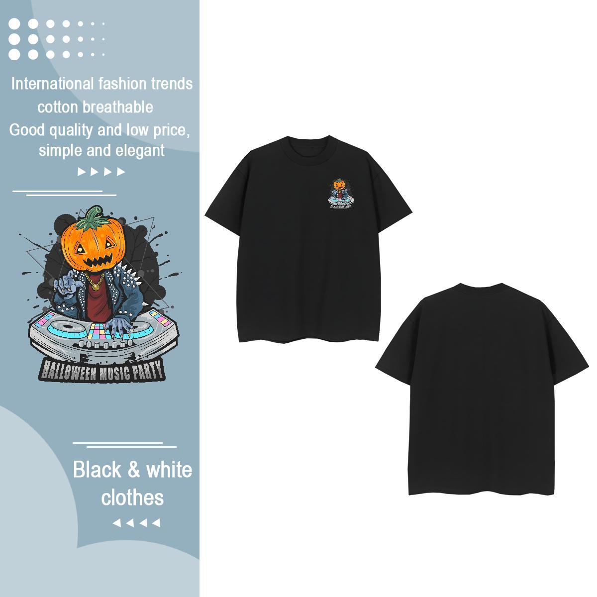 New Men Tees pumpkin Sports Casual 230g Cotton Clothings Short Sleeve Soft Wholesale T-Shirts for Men Plus Size Cartoon