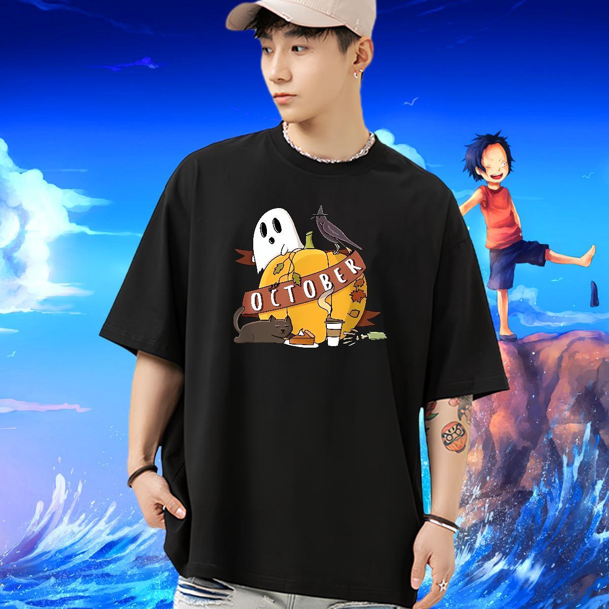 New Arrival Mens Tshirts pumpkin Hip Hop Street 230g Pure Cotton Wear O-Neck Short Sleeve Unisex Man T Shirts Customized Print