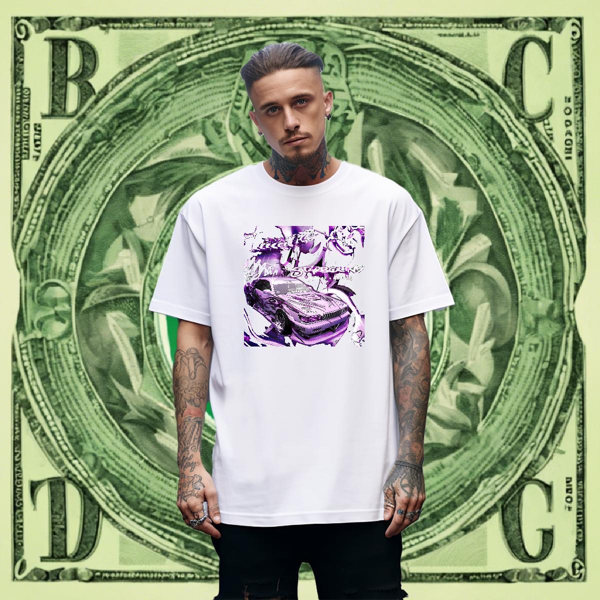 Cool Design Men Tshirts Hip Hop 230g Pure Cotton Anime Breathable Short Sleeve car T Shirts Men DIY Tee Shirt