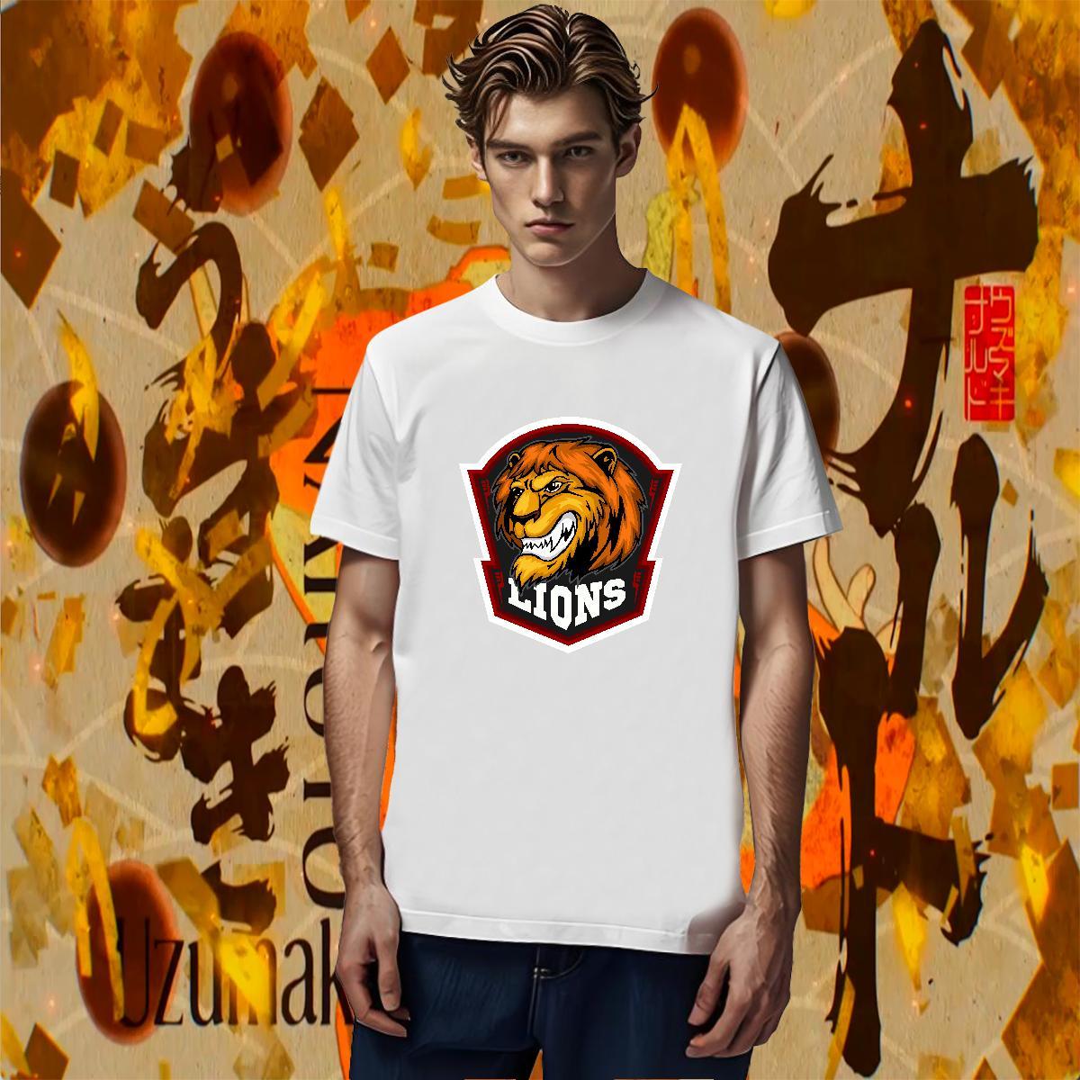 Cool Design T-Shirts lion Crew Neck Breathable Casual Daily Wear Asian Size 100% Cotton 230g Men Tops Tees Fashion Design Clothes