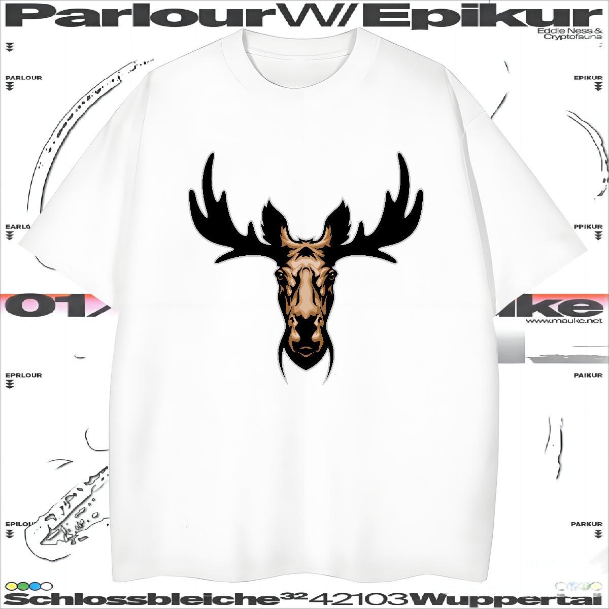 Loose Fit T shirt deer Round Neck Short Sleeve Daily Wear Asian Size 230g 100% Cotton Couples T Shirts Wholesale Clothings