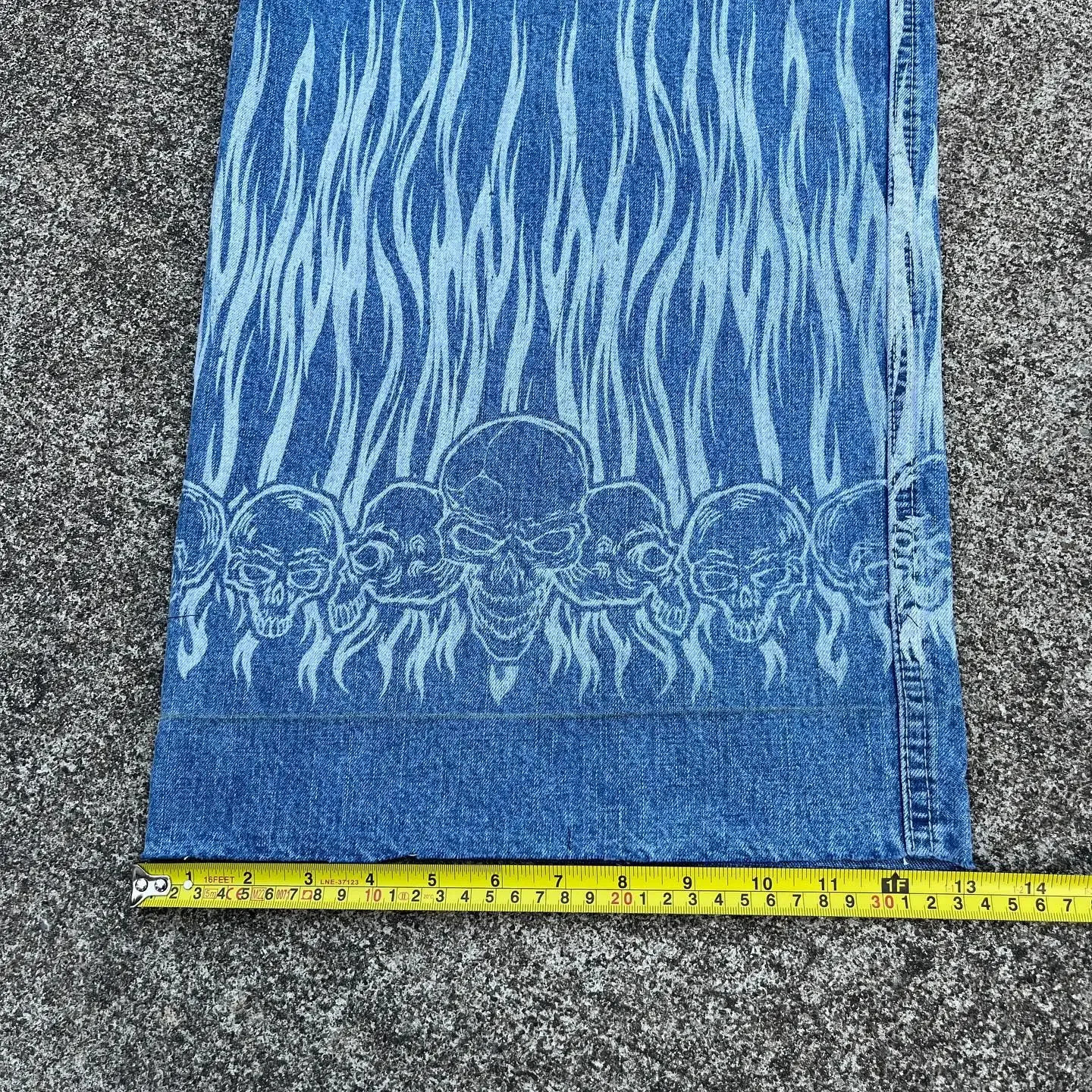 Street Fashion Trend Vintage Print Jeans Men Y2K Harajuku Casual Loose Mopping Straight Wide Leg Pants Unisex Denim Trousers 240819