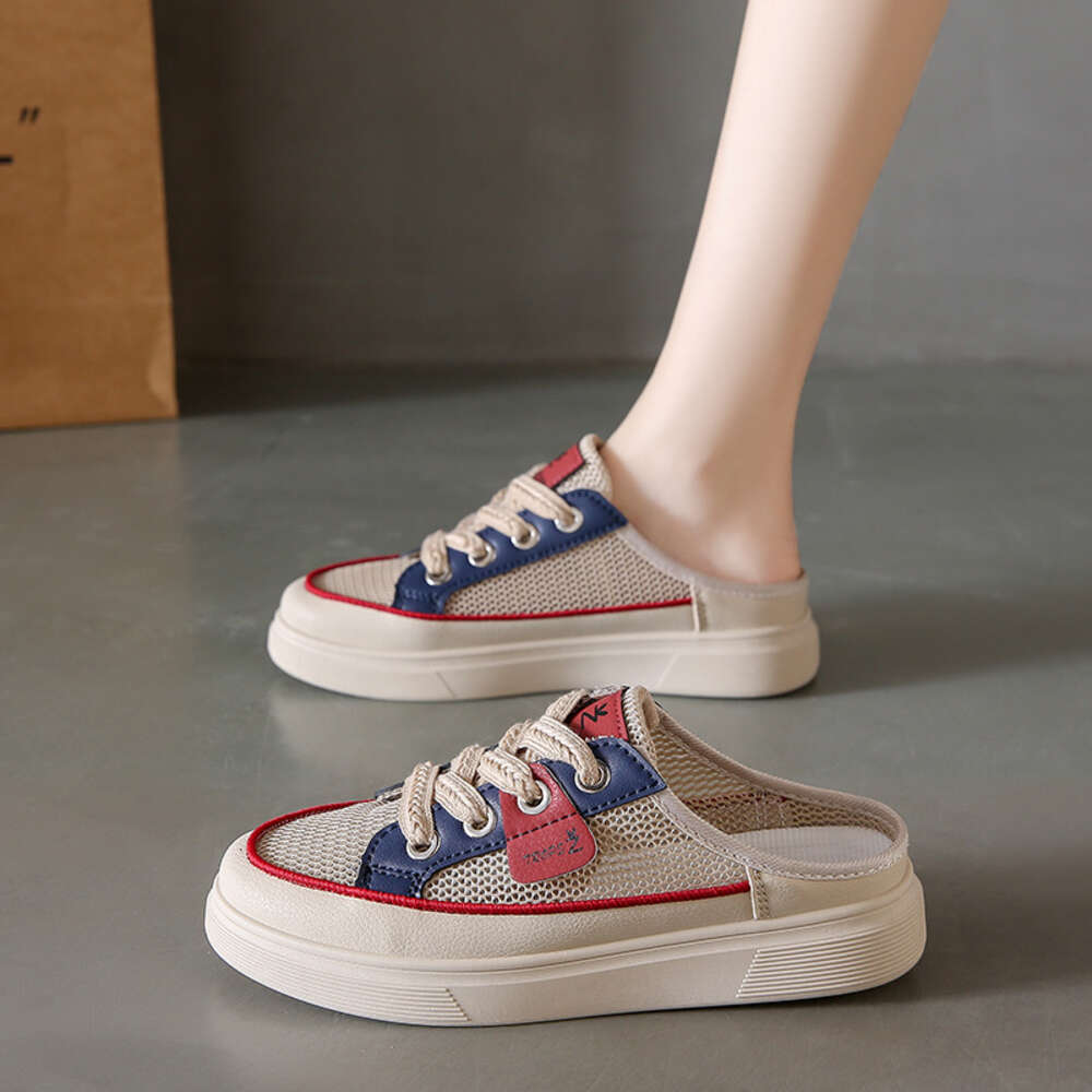 Ddmysports Summer New Instagram Korean Edition Open Mesh Ollow Small White For Female Students Versatile Casual Alf Slippers Women S Shoes Trend Q OUT