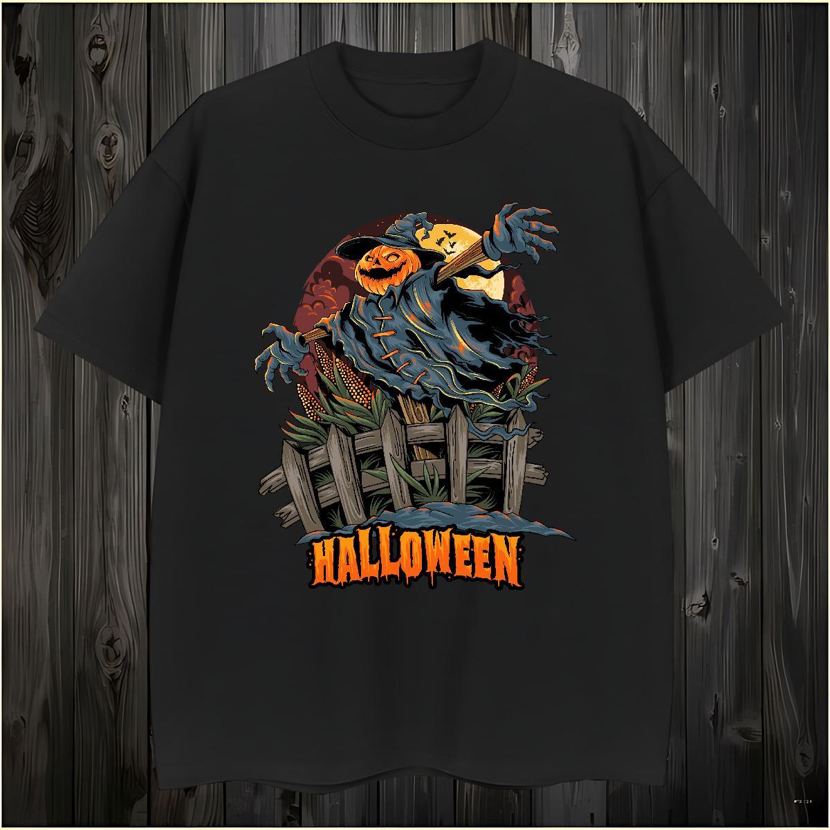 Popular T-Shirts for Men halloween Round Neck Short Sleeve Spring Summer Black Oversized 230g Pure Cotton Mens Tshirts Brand Polos