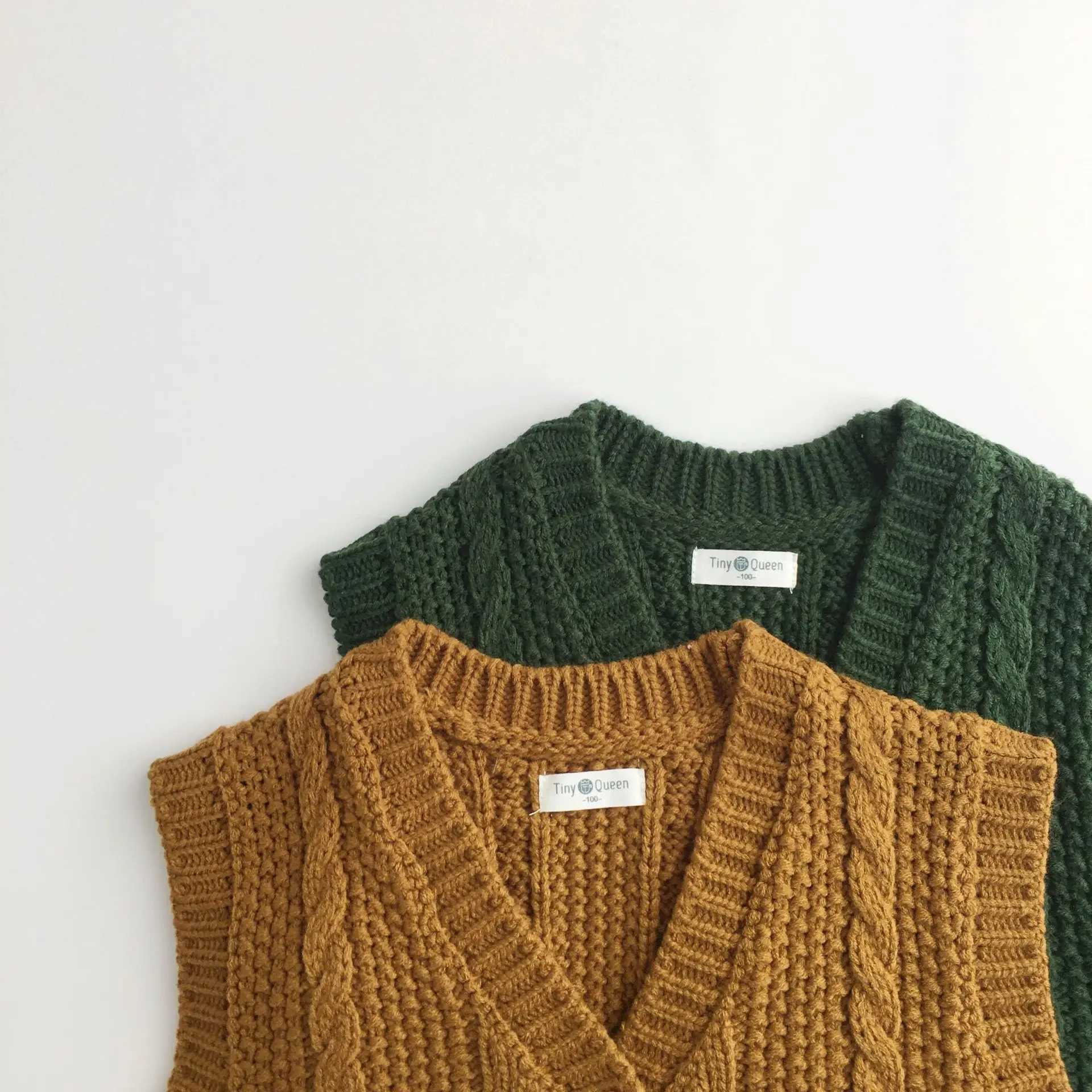 Autumn Winter Kids Sleeveless Sweater Kids Sweater Printing Knitted Cardigan Vest For Boys Girls School UniformXJ240819