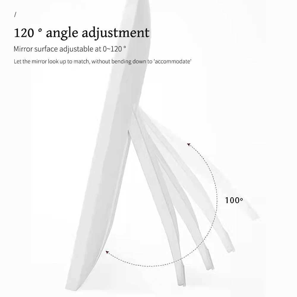 LED Makeup Mirror Three-tone light HD Eye Protection Silver Mirror Rechargeable Table Folding Ins Style Portable Vanity Mirror Y240819