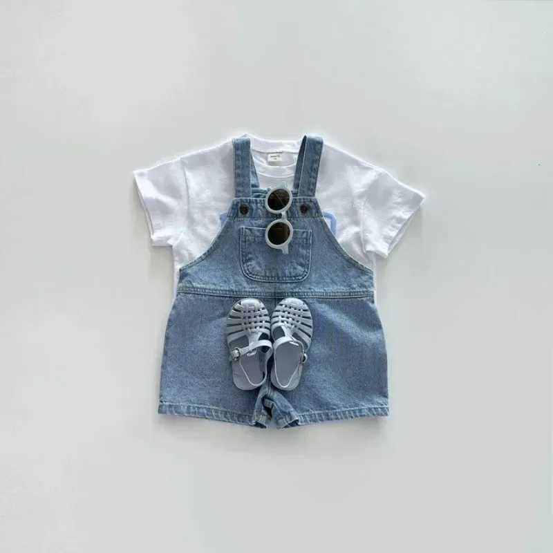 Spring and summer baby shorts Trouser solid boy denim fabric adjustable full set childrens casual pants Baby girl jeans Preschool childrens pants W240