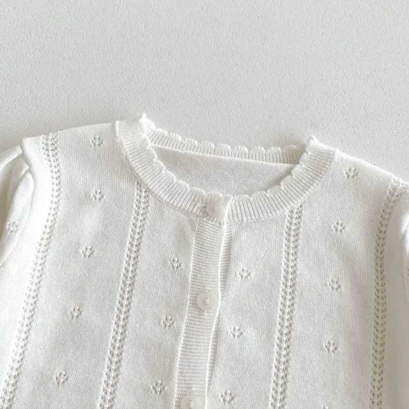 Baby Spring Summer Thin Coat Toddler Girl Embroidery Flower Long Sleeve Hollow Knitted Sunscreen Air-conditioned Cardigan JacketXJ240819