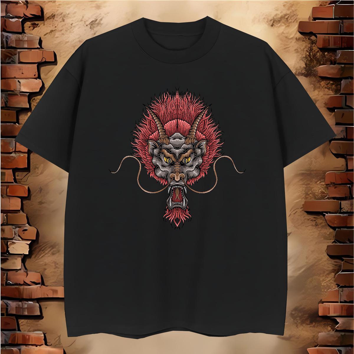 T Shirts Men 230g Pure Cotton dragon Sport Breathable Short Sleeve Skull Men Tees Customized Designer Tshirts